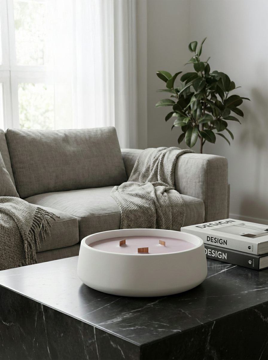 "Mauve Dawn" kaars – Citroen sojawas & houten lonten