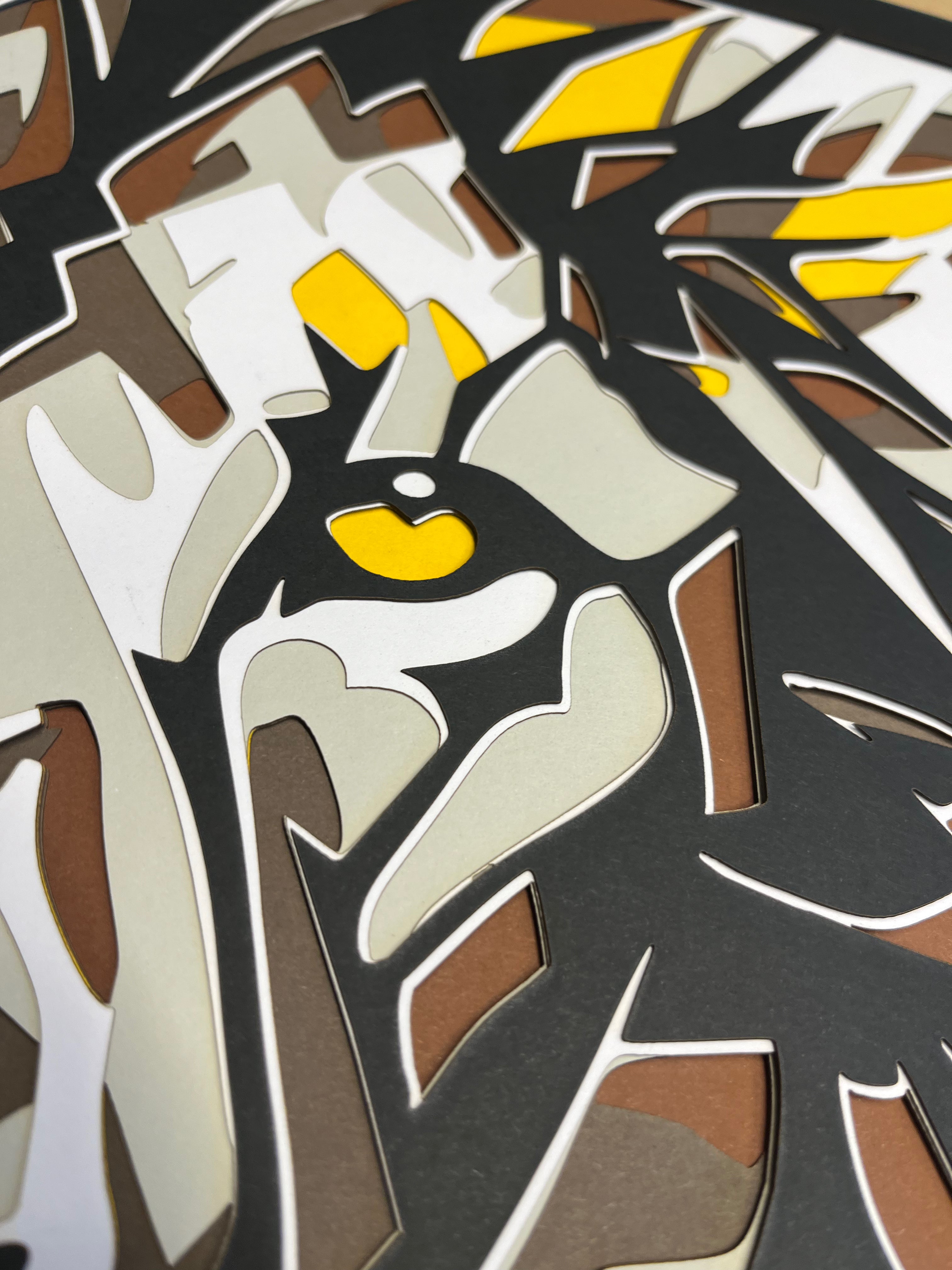 Tête de lion encadré 70x70cm