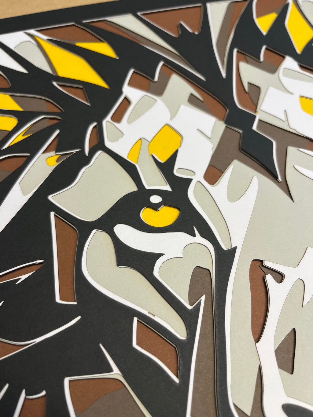 Tête de lion encadré 70x70cm