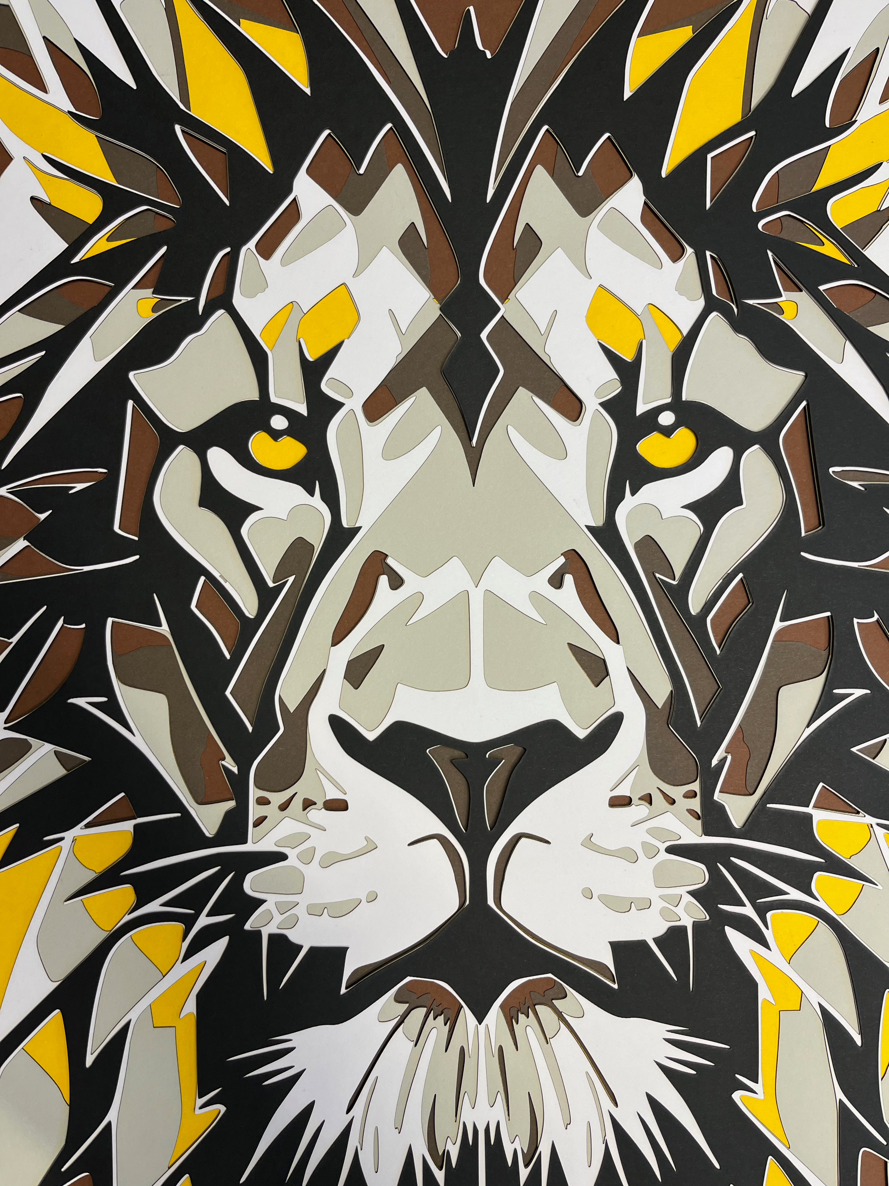 Tête de lion encadré 70x70cm