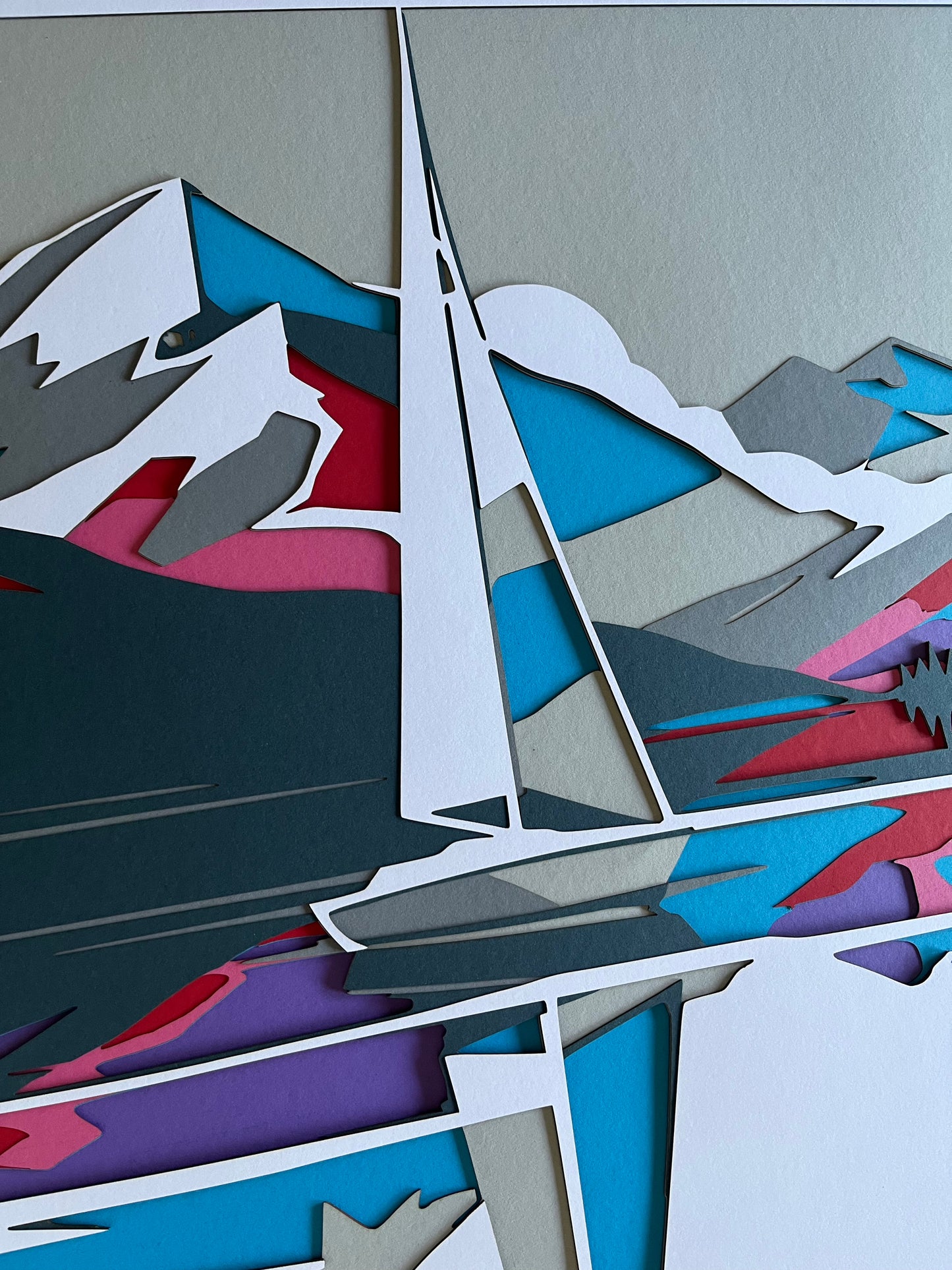 Voilier encadré 70x70cm