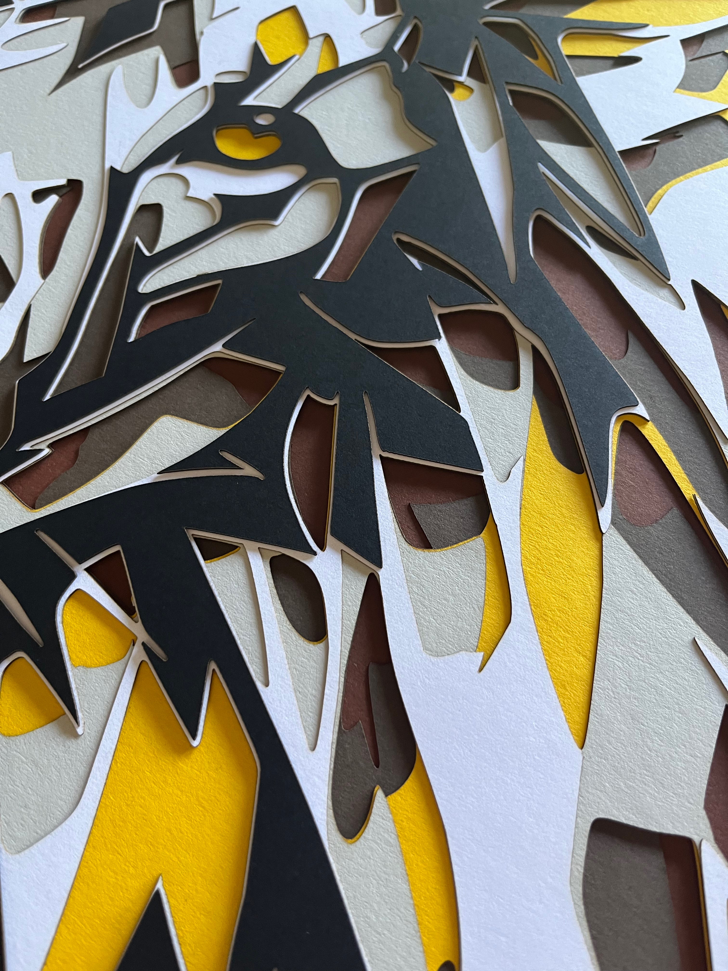 Tête de lion encadré 70x70cm