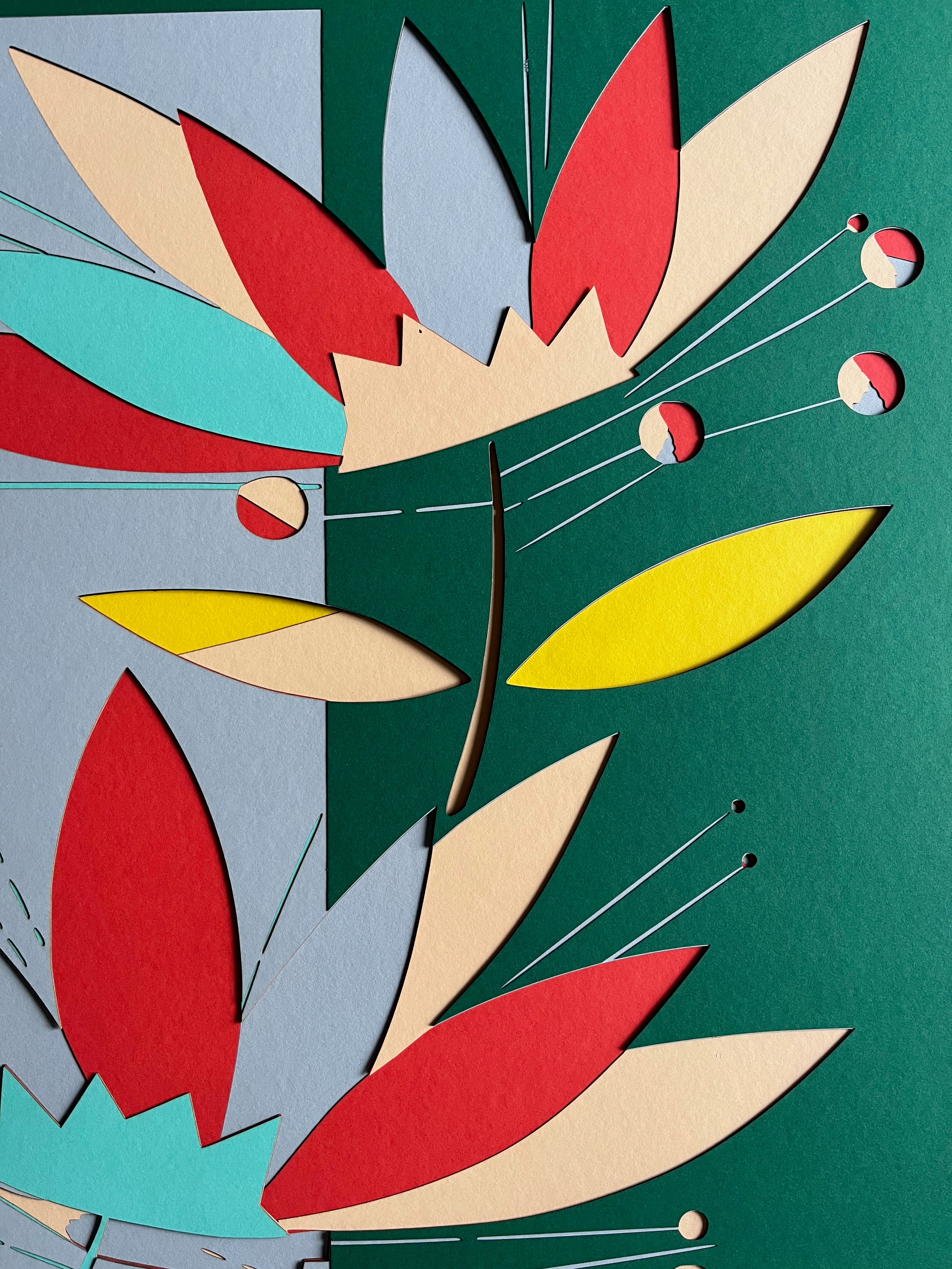 Éclosion Florale – Multicolore & Vert 70x70cm