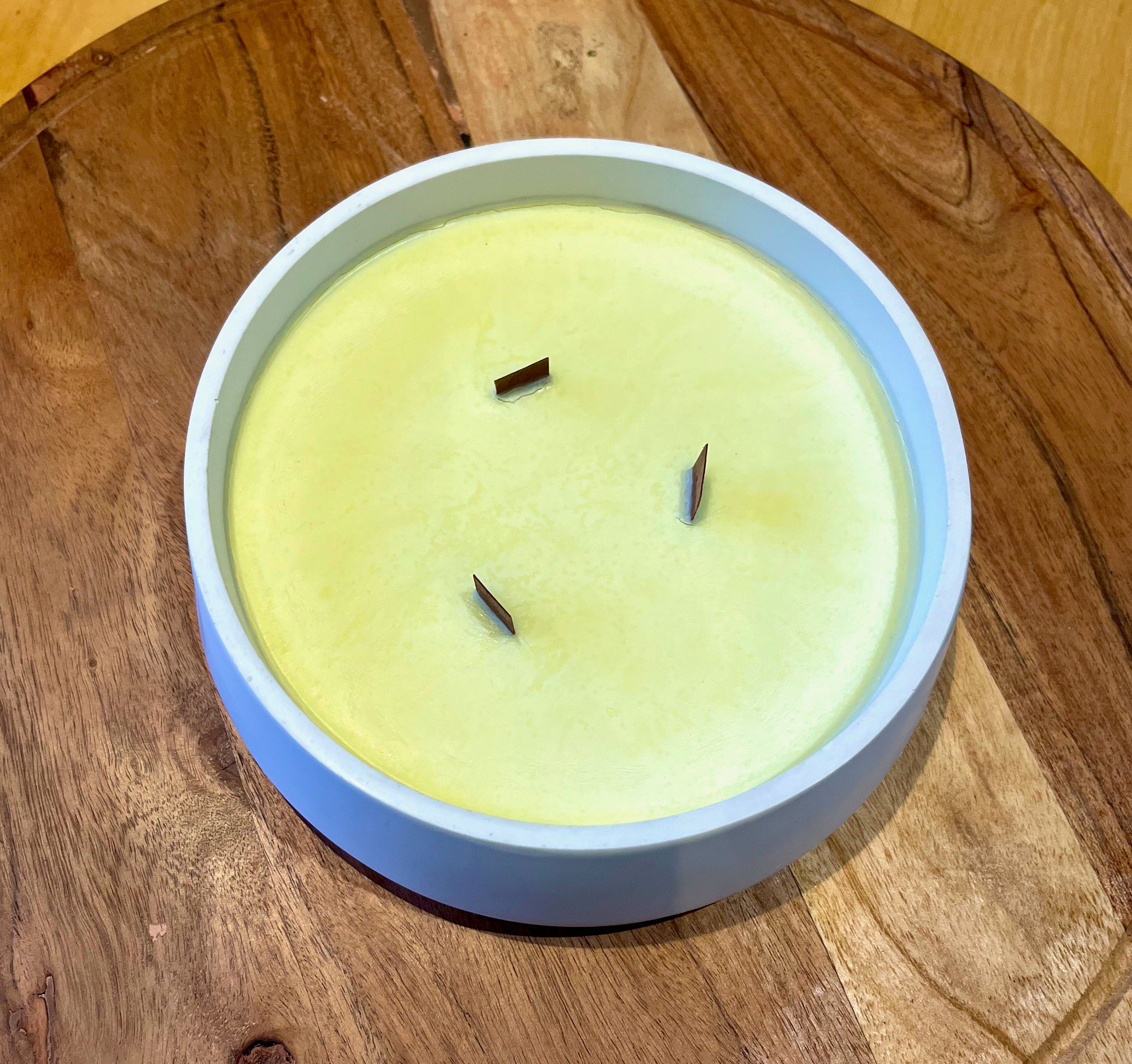 "Lemon Serenity" kaars – Drievoudige houten lont