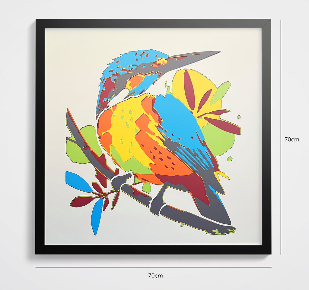 Oiseaux coloré encadré 70x70cm