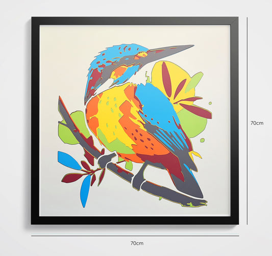 Oiseaux coloré encadré 70x70cm