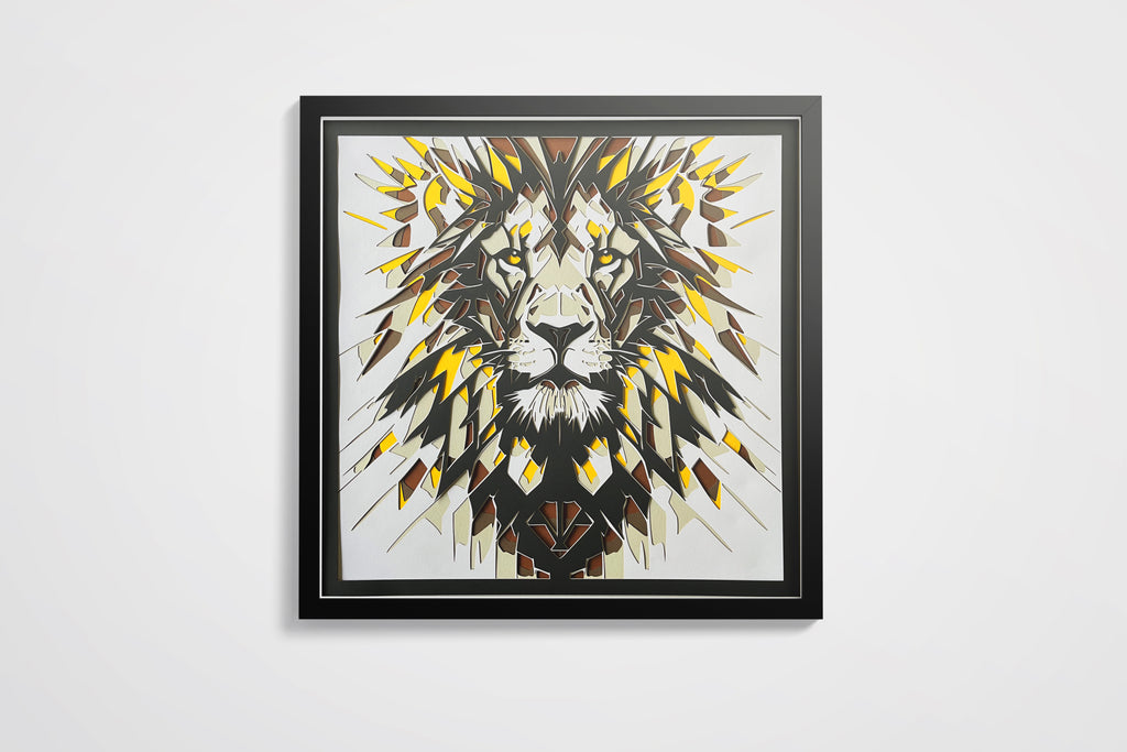 Tête de lion encadré 70x70cm