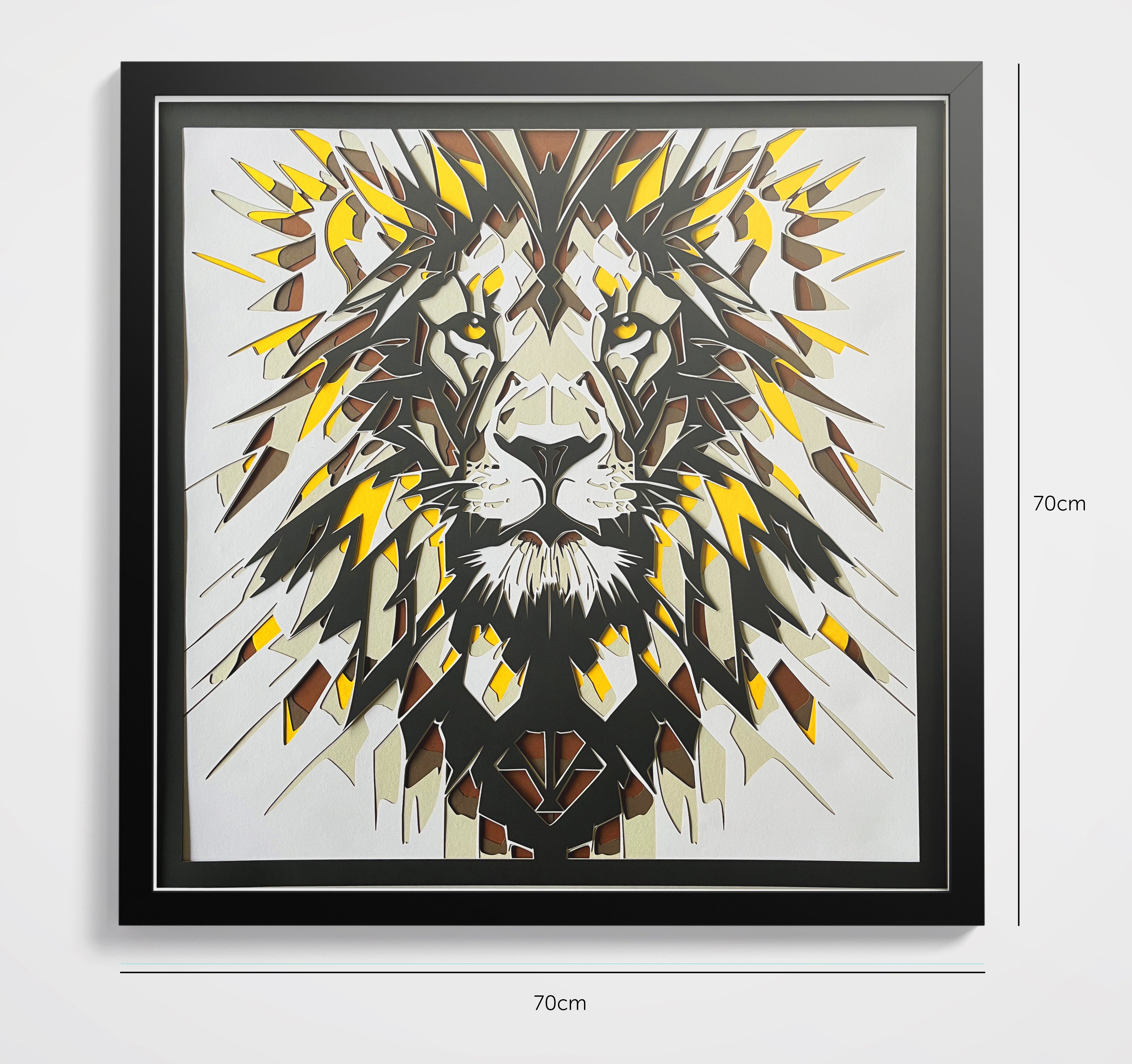 Tête de lion encadré 70x70cm
