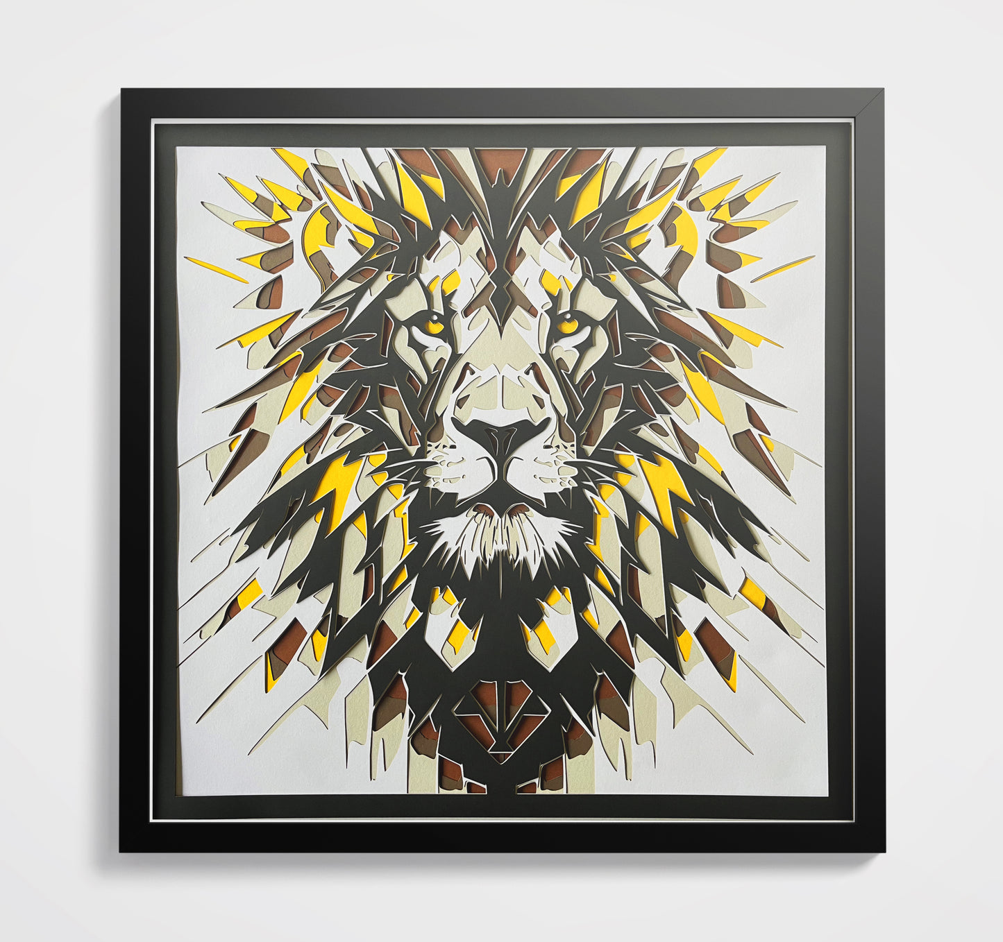 Framed lion head 70x70cm
