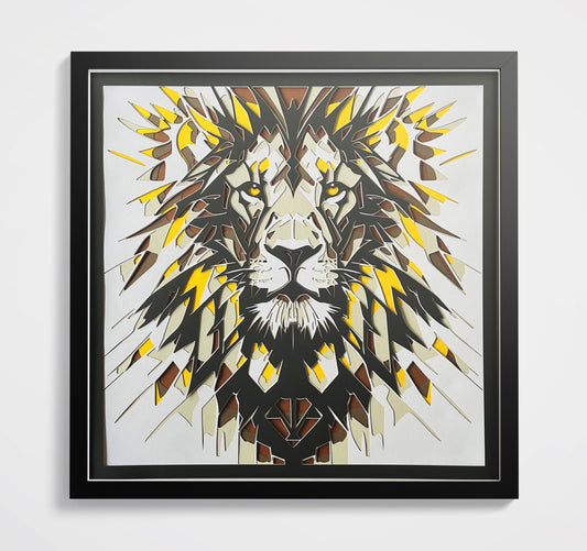 Tête de lion encadré 70x70cm