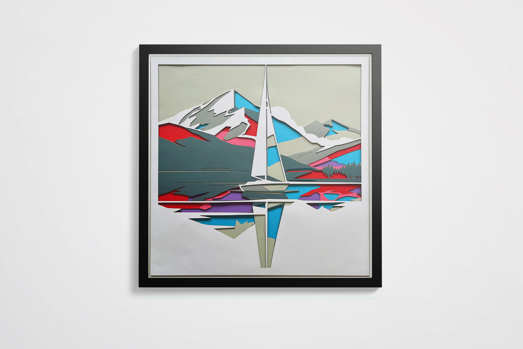 Voilier encadré 70x70cm