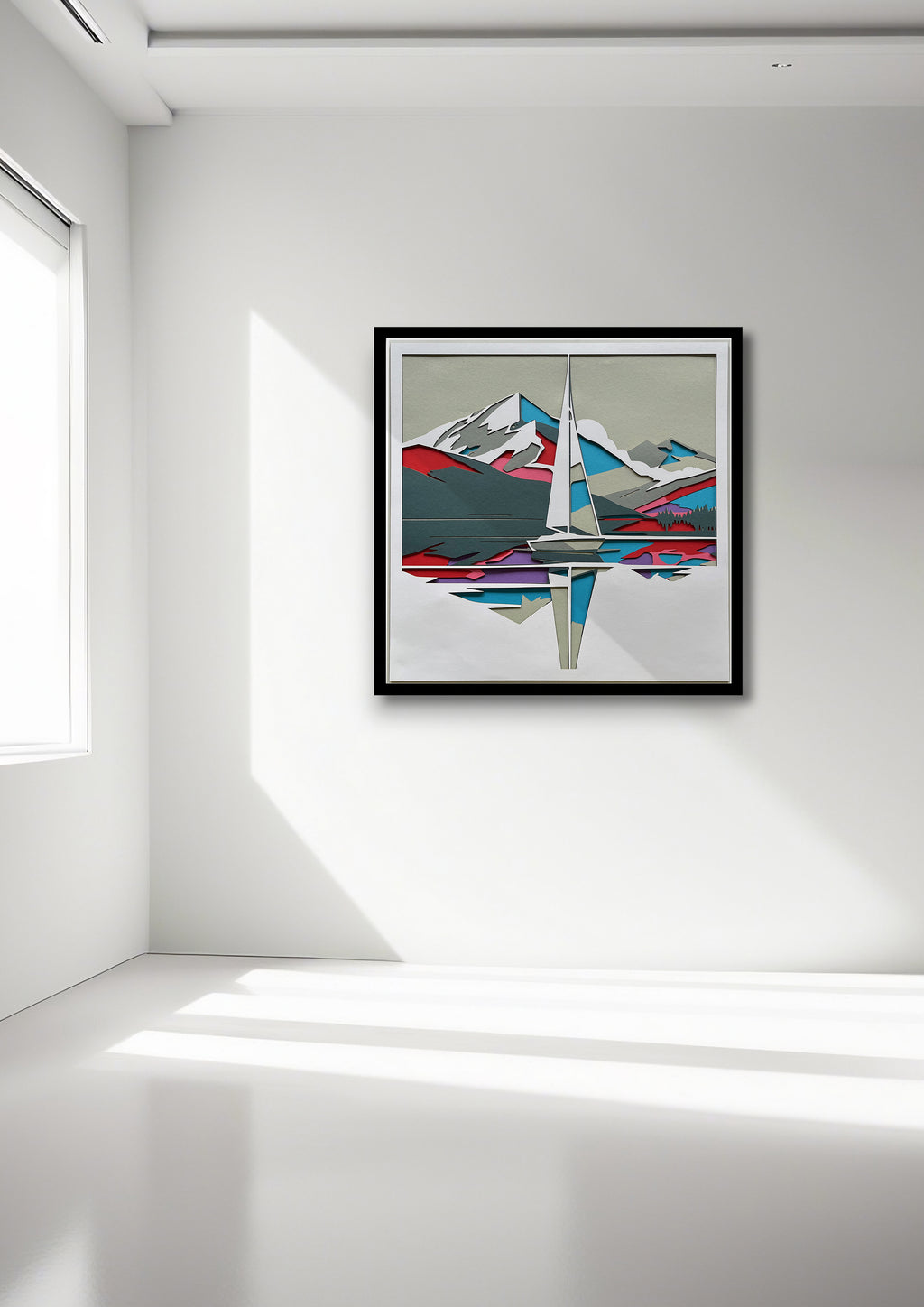 Voilier encadré 70x70cm