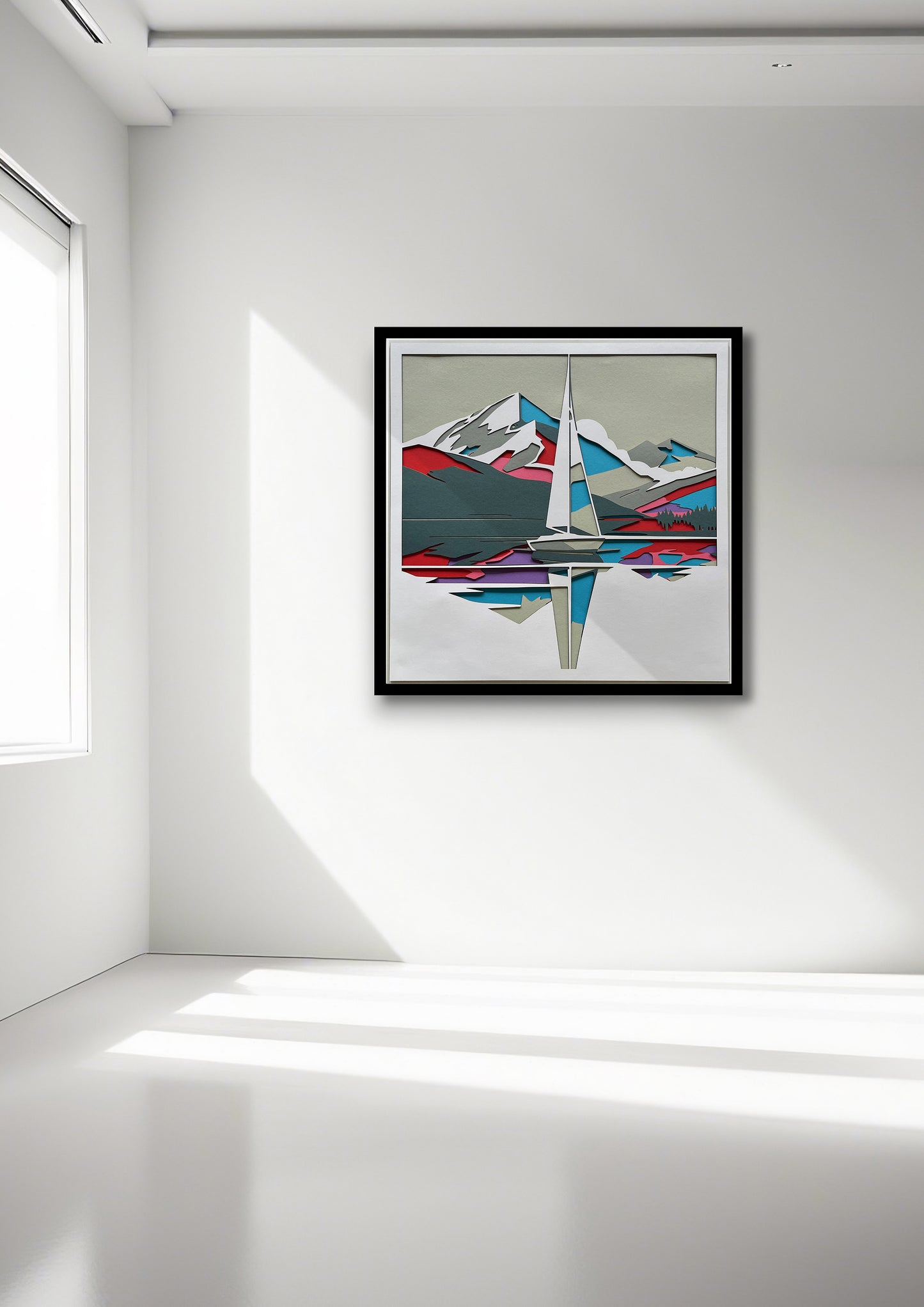 Voilier encadré 70x70cm