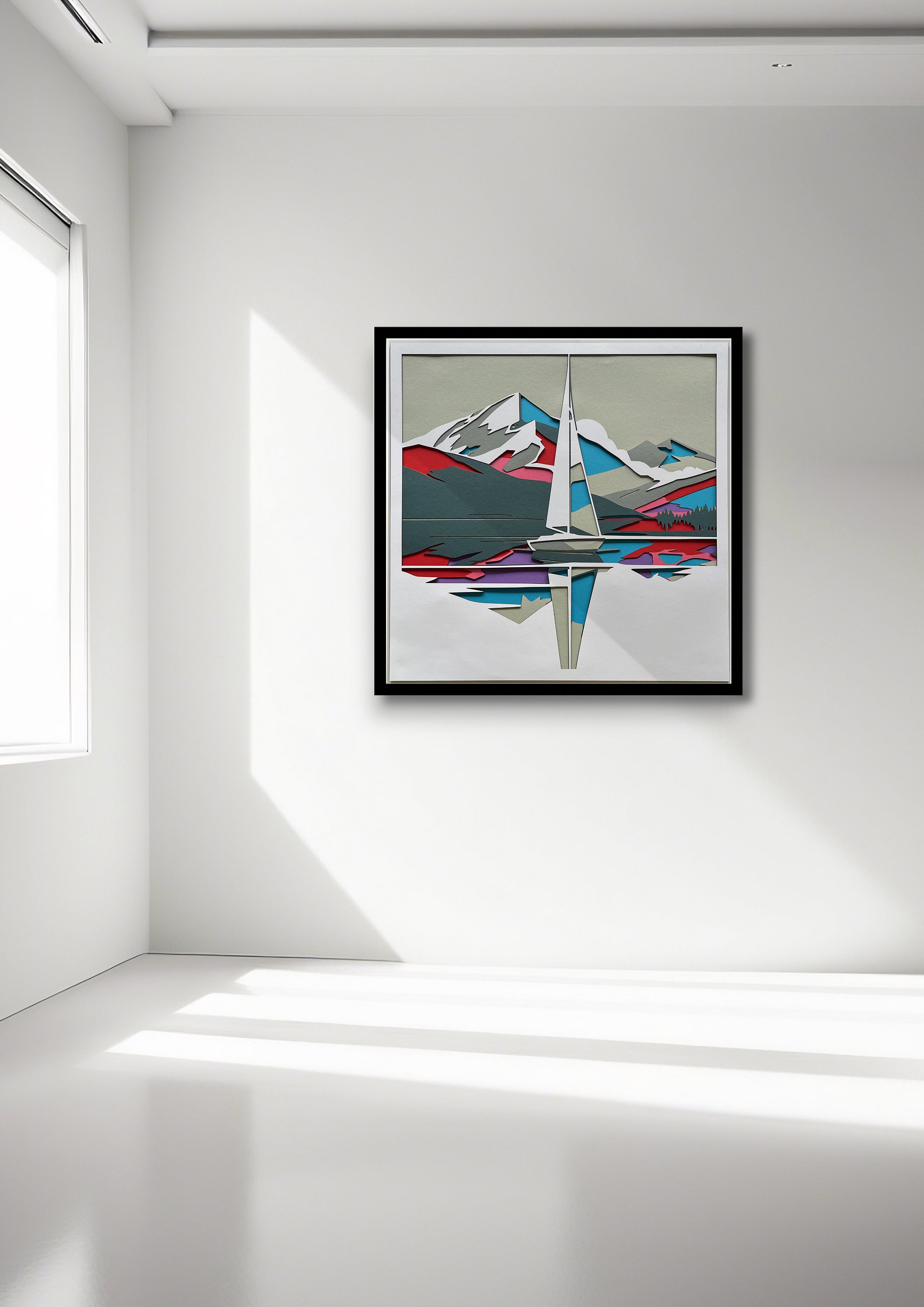 Voilier encadré 70x70cm