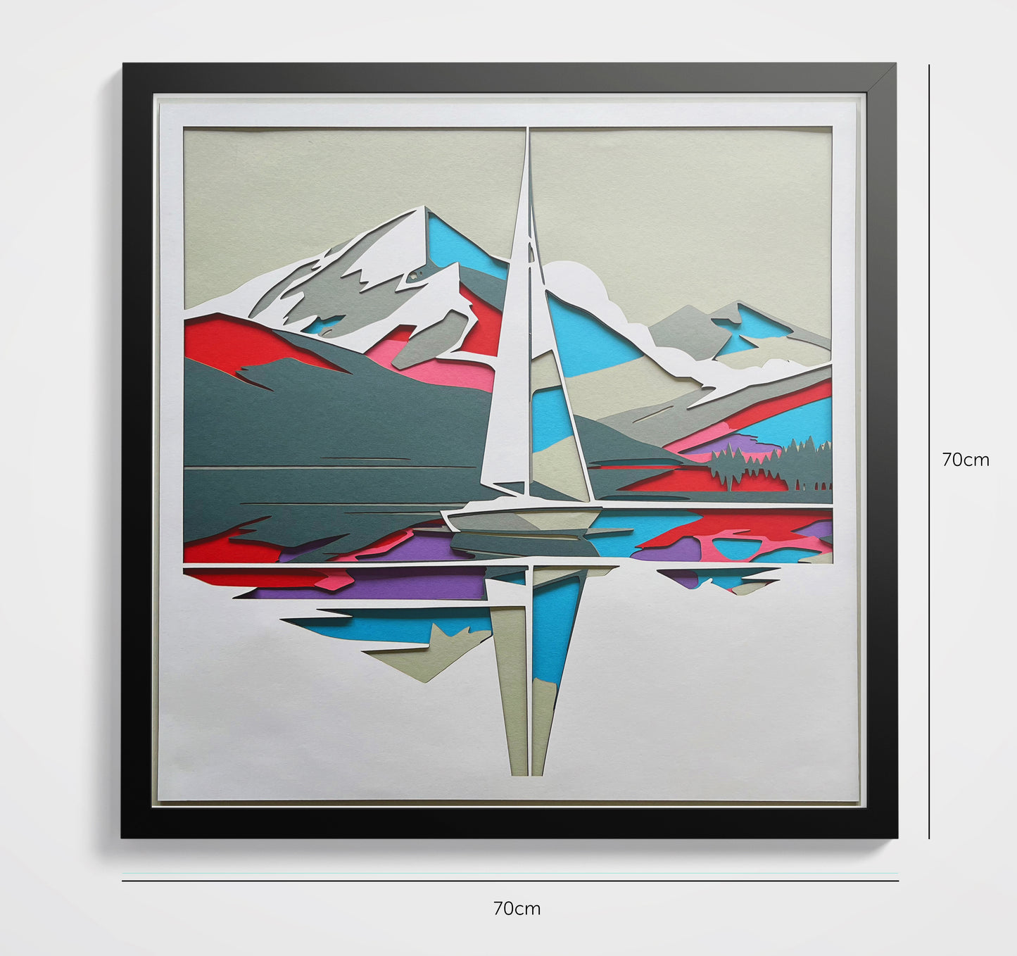 Voilier encadré 70x70cm