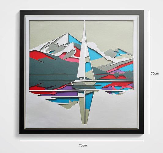 Voilier encadré 70x70cm