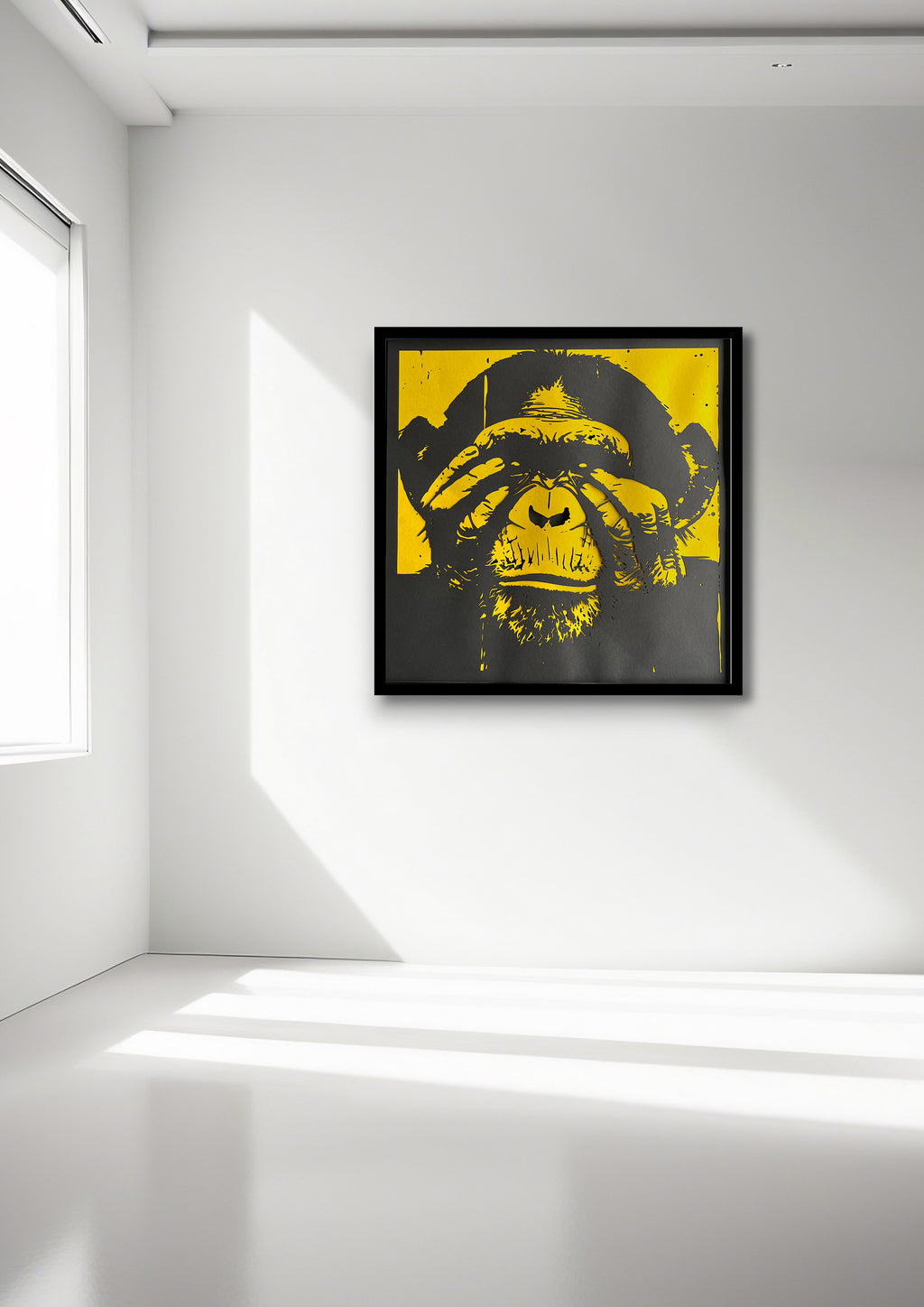 Singe de la Sagesse – Édition Noir & Jaune 70x70cm
