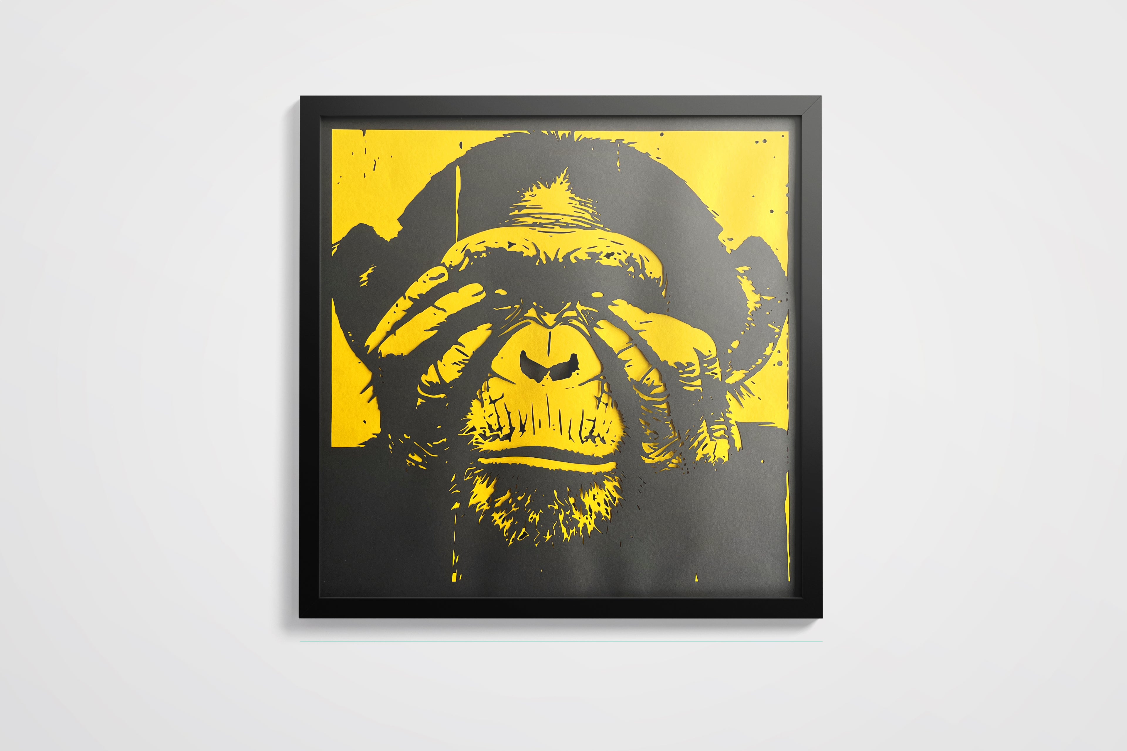 Singe de la Sagesse – Édition Noir & Jaune 70x70cm