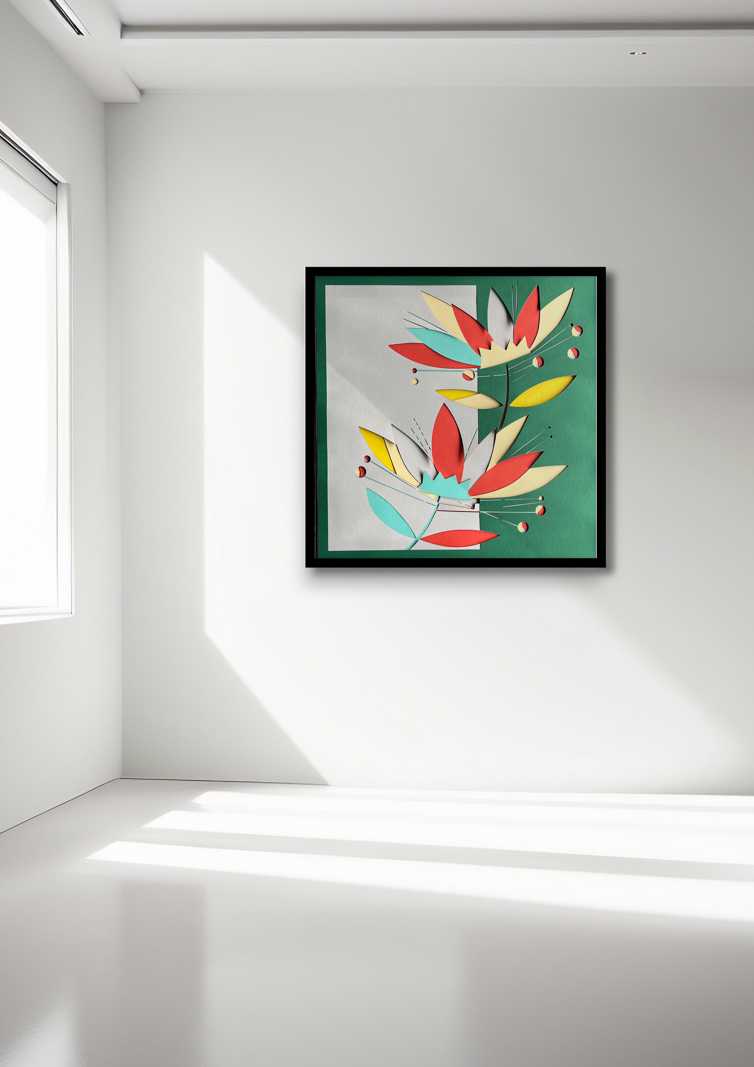 Éclosion Florale – Multicolore & Vert 70x70cm