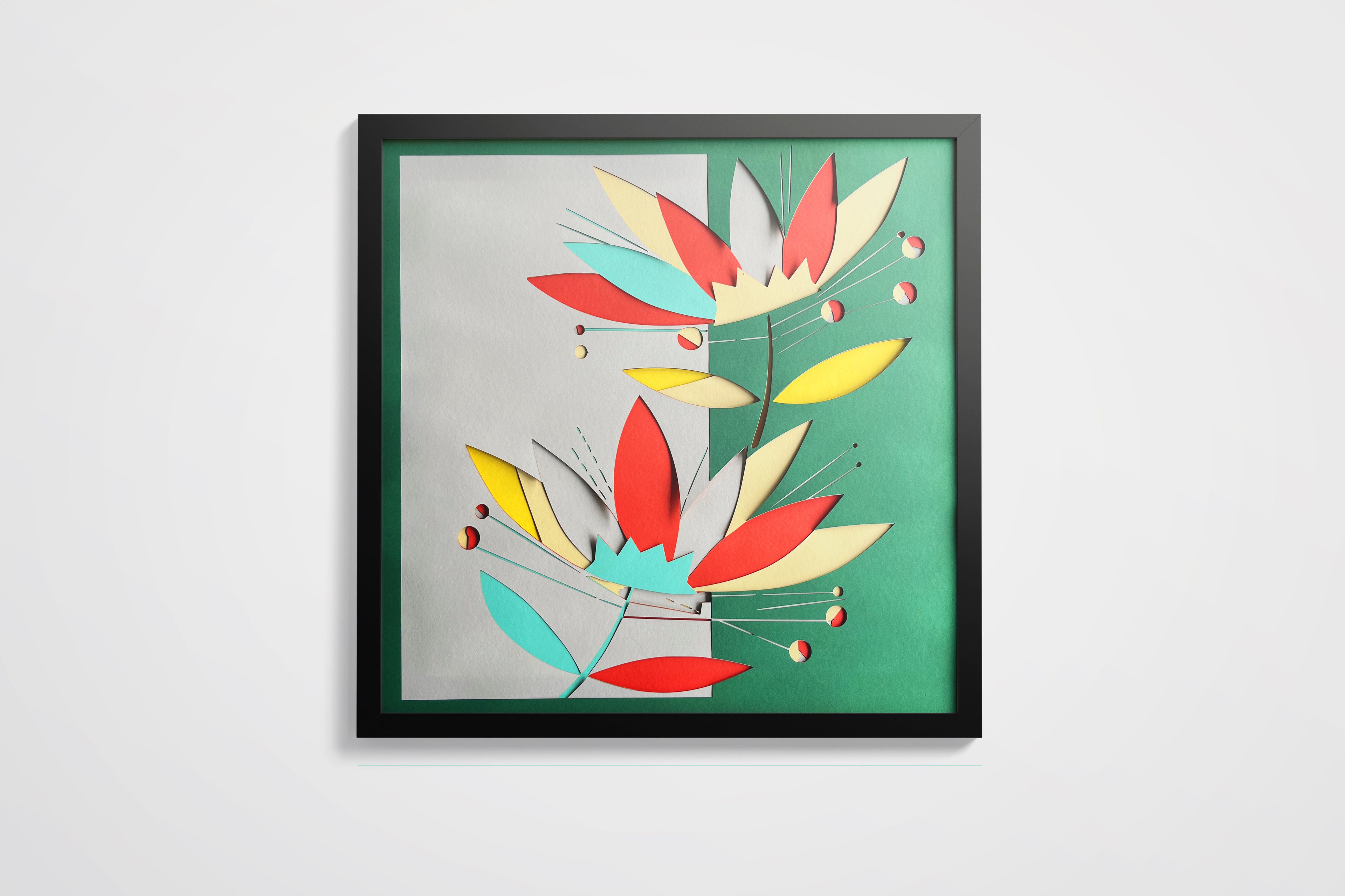 Éclosion Florale – Multicolore & Vert 70x70cm