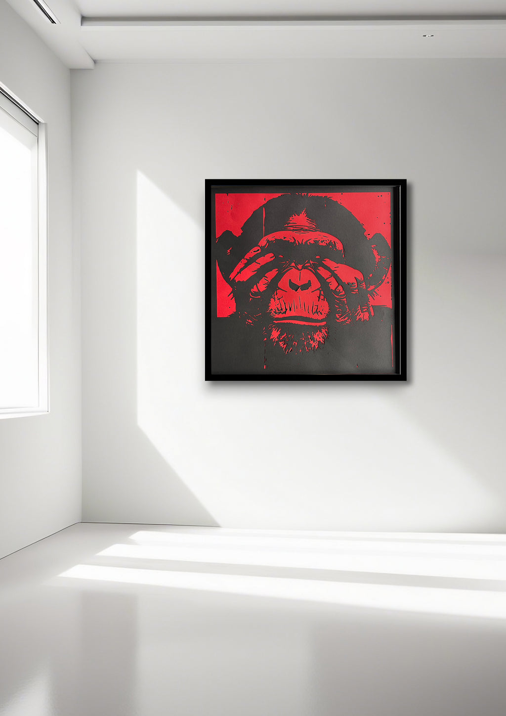 Singe de la Sagesse – Édition Rouge & Noir 70x70cm