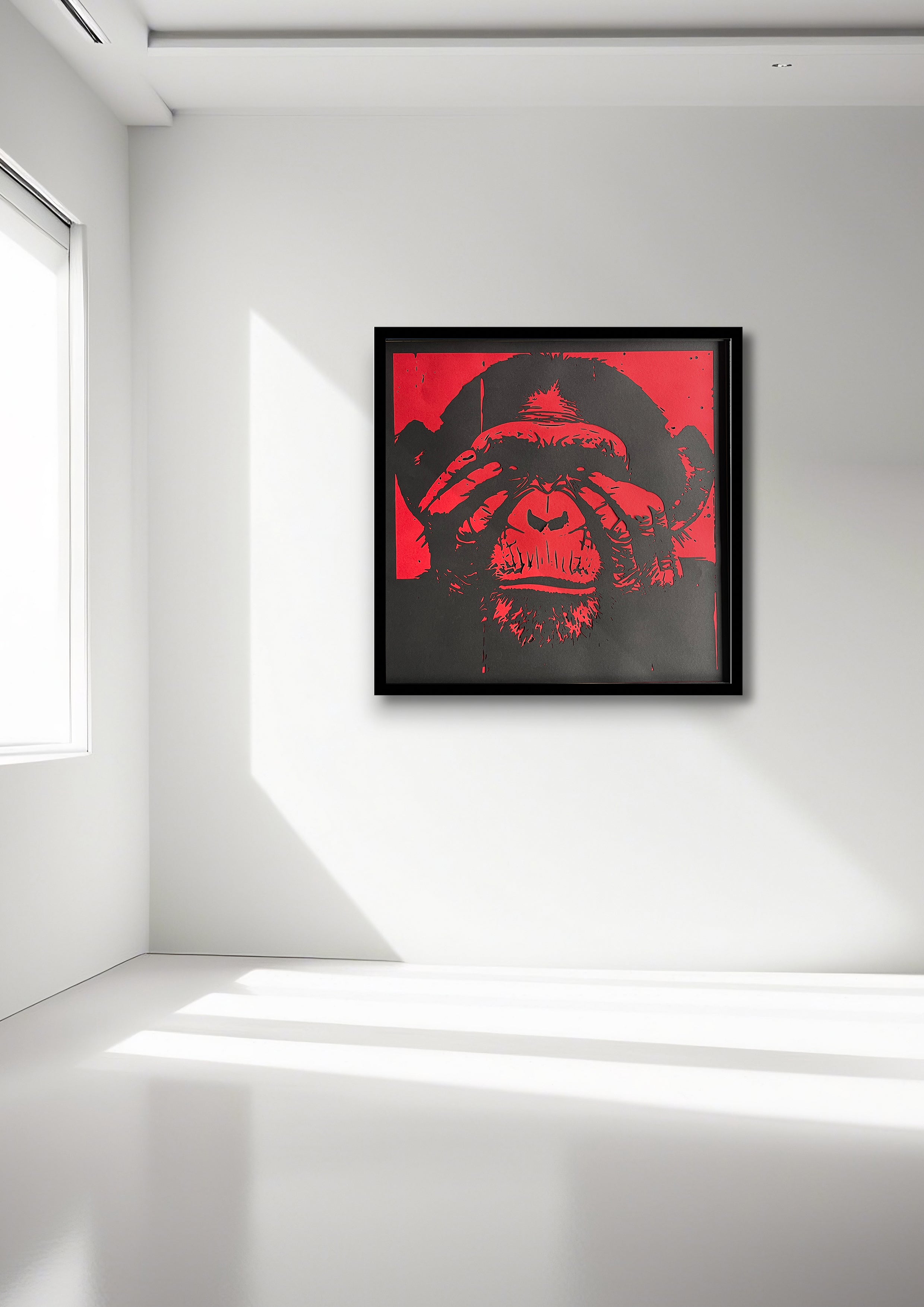 Singe de la Sagesse – Édition Rouge & Noir 70x70cm