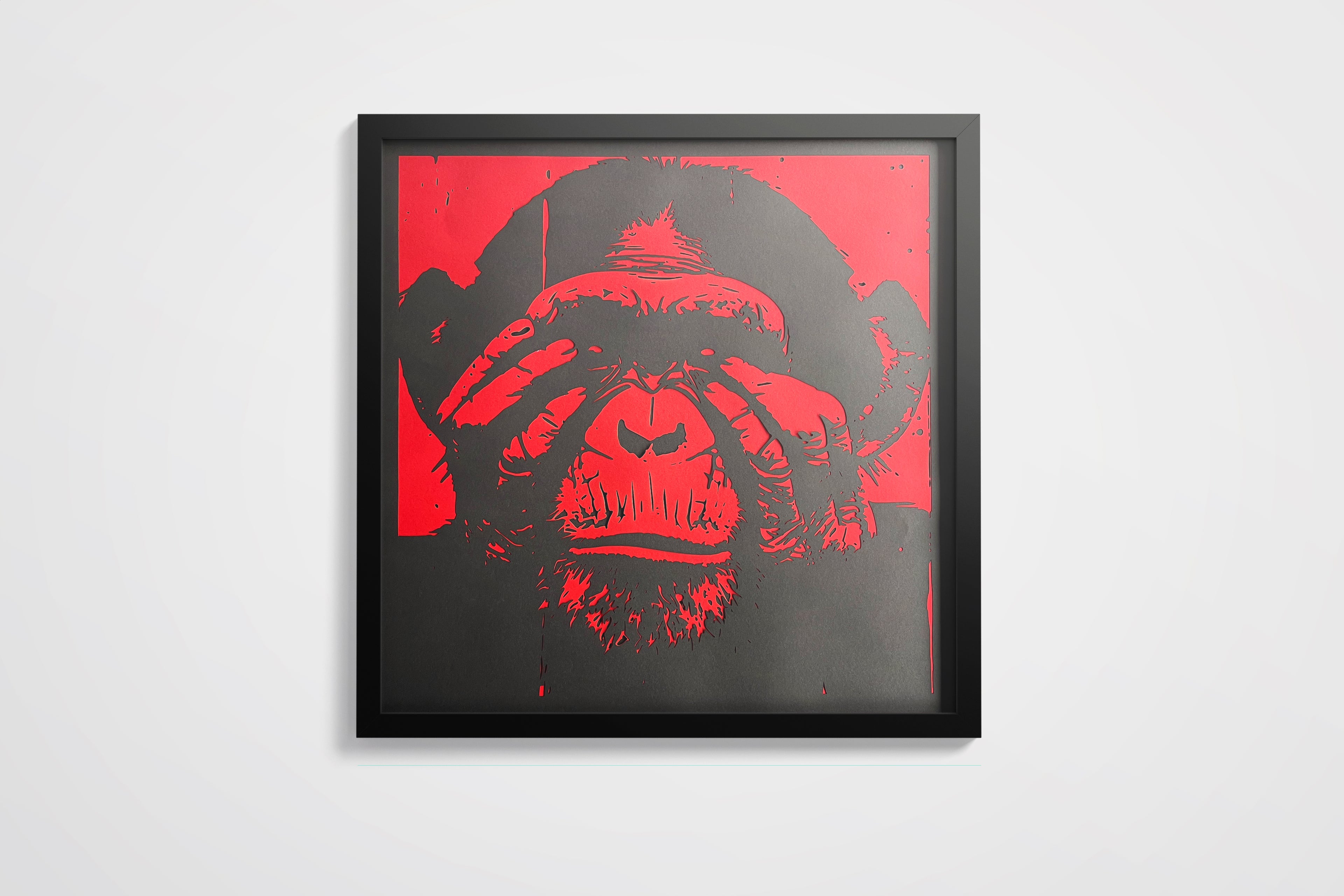 Singe de la Sagesse – Édition Rouge & Noir 70x70cm